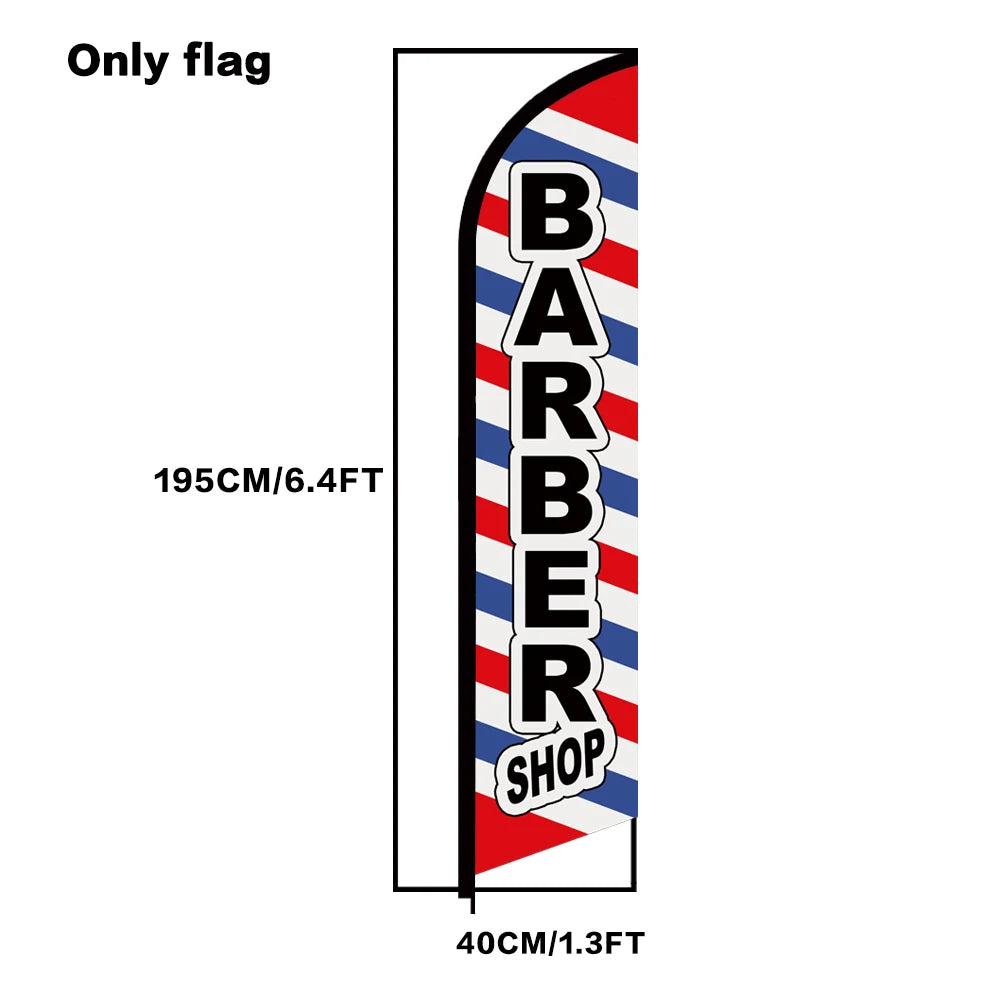 Barber Shop Hair Design Haircut Feather Flag With Flagpole Outdoor Banner Decoration Advertising Sign For Shop And Studio