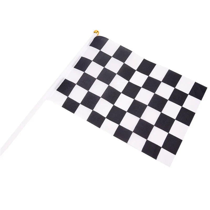 5Pcs/lot Racing Flag Hand Waving Flags 14x21cm Black And White Checkered Flag Car Racing Hand Signal Flags Wholesale