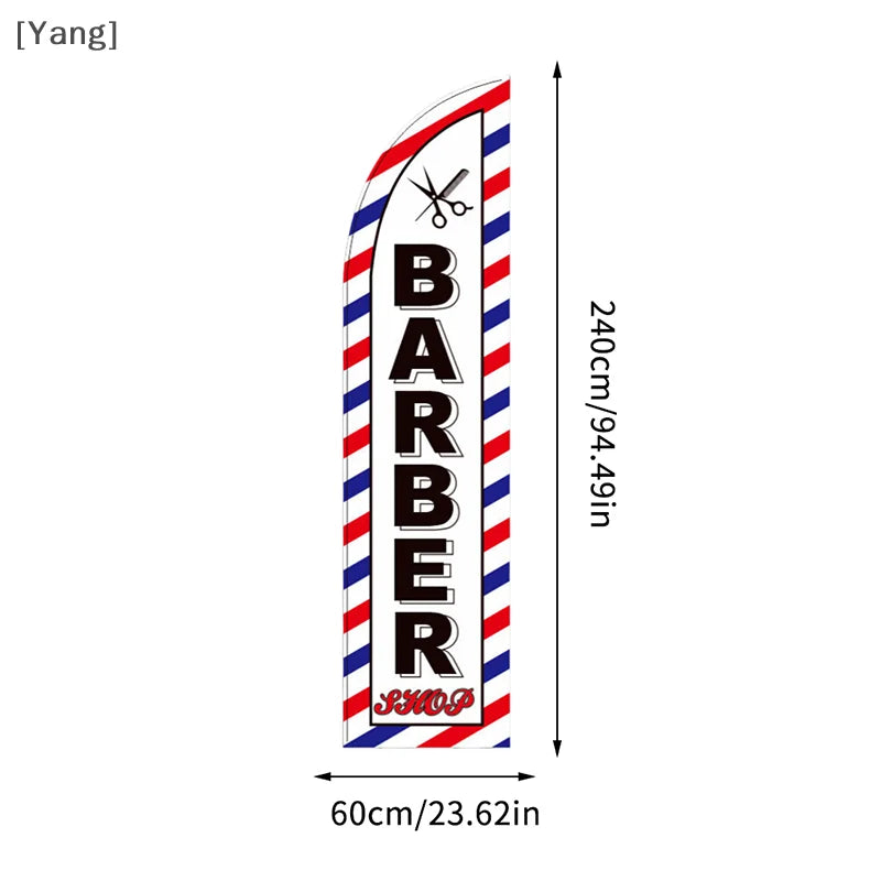 Barber Shop Feather Flag Single-Side Barber Shop Feather Flag Banner Black Sleeve Decorative Flags Big Size