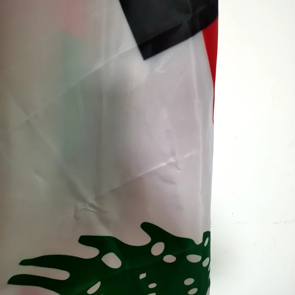 Palestine Lebanon Friendship Flag 150x90cm - Durable Polyester Ideal for Indoor/Outdoor Decor, Cultural Events Displays