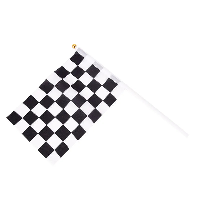 5Pcs/lot Racing Flag Hand Waving Flags 14x21cm Black And White Checkered Flag Car Racing Hand Signal Flags Wholesale
