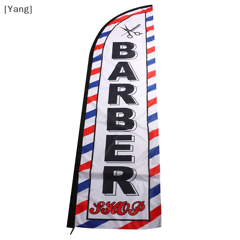 Barber Shop Feather Flag Single-Side Barber Shop Feather Flag Banner Black Sleeve Decorative Flags Big Size