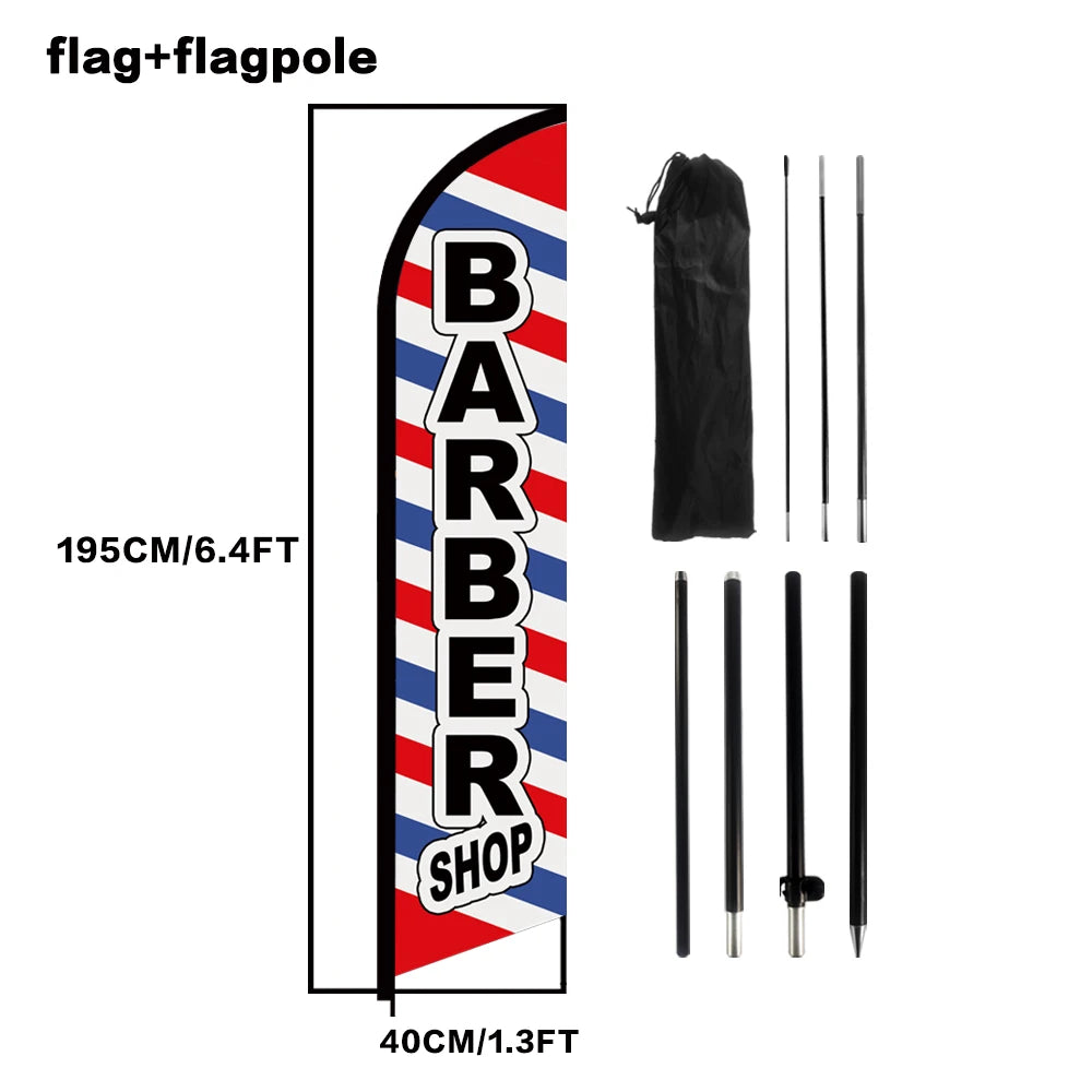Barber Shop Hair Design Haircut Feather Flag With Flagpole Outdoor Banner Decoration Advertising Sign For Shop And Studio