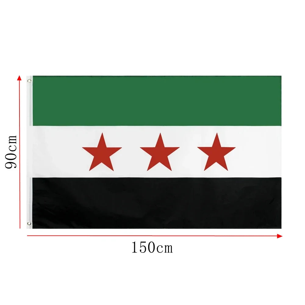 Wholesale Syria Flag， 90x150cm, Syria Revolution， Syria Free People's Flag Hanging, High Quality 100% Polyester Flag Decoration