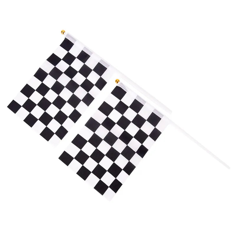 5Pcs/lot Racing Flag Hand Waving Flags 14x21cm Black And White Checkered Flag Car Racing Hand Signal Flags Wholesale