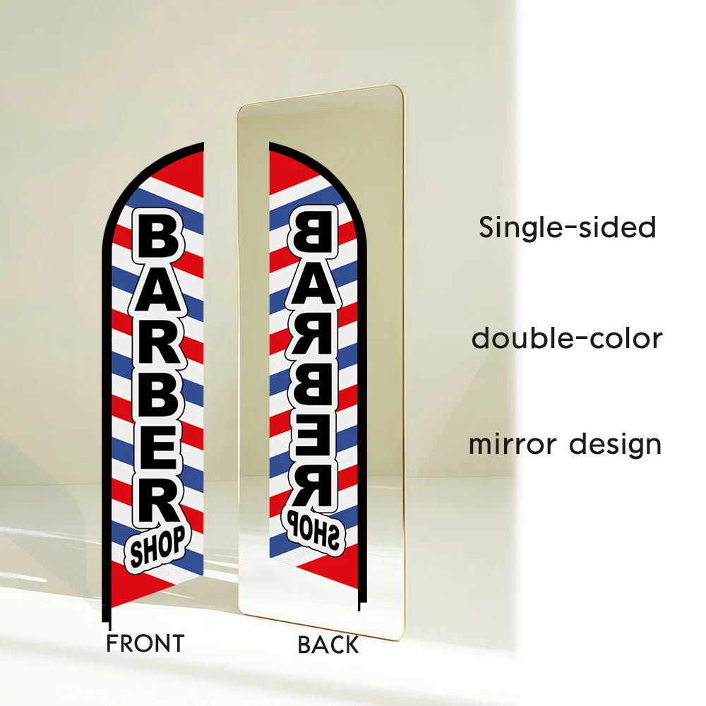 Barber Shop Hair Design Haircut Feather Flag With Flagpole Outdoor Banner Decoration Advertising Sign For Shop And Studio