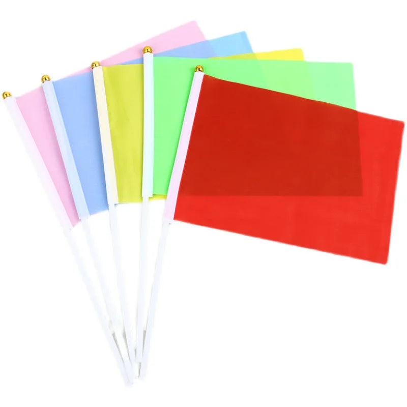 flags waving red/yellow/blue/green/pink color floating flag pure color flags morning exercises flag