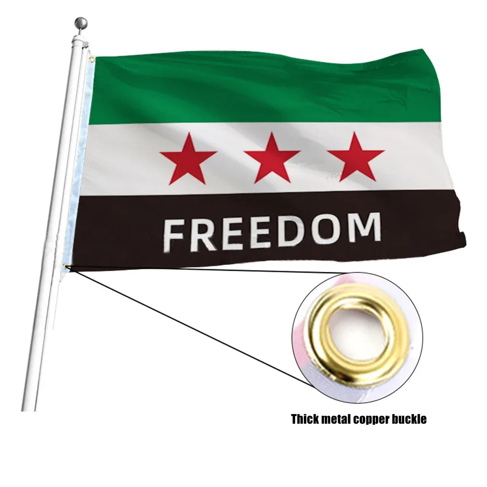 Wholesale Syria Flag， 90x150cm, Syria Revolution， Syria Free People's Flag Hanging, High Quality 100% Polyester Flag Decoration