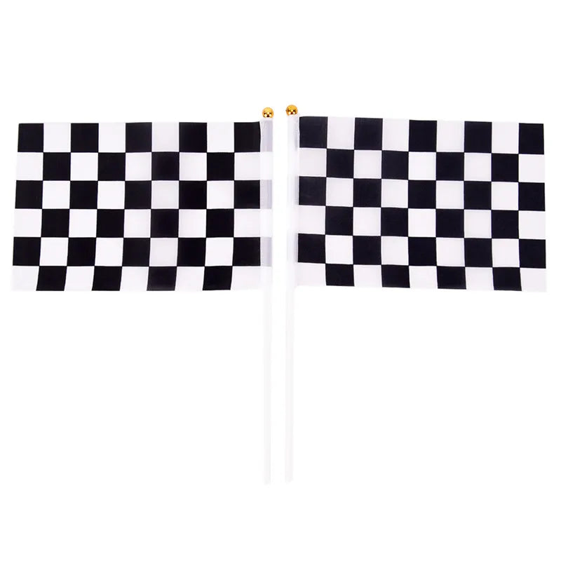 5Pcs/lot Racing Flag Hand Waving Flags 14x21cm Black And White Checkered Flag Car Racing Hand Signal Flags Wholesale