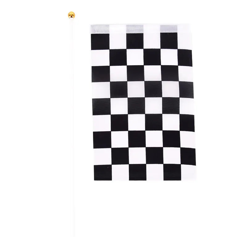 5Pcs/lot Racing Flag Hand Waving Flags 14x21cm Black And White Checkered Flag Car Racing Hand Signal Flags Wholesale