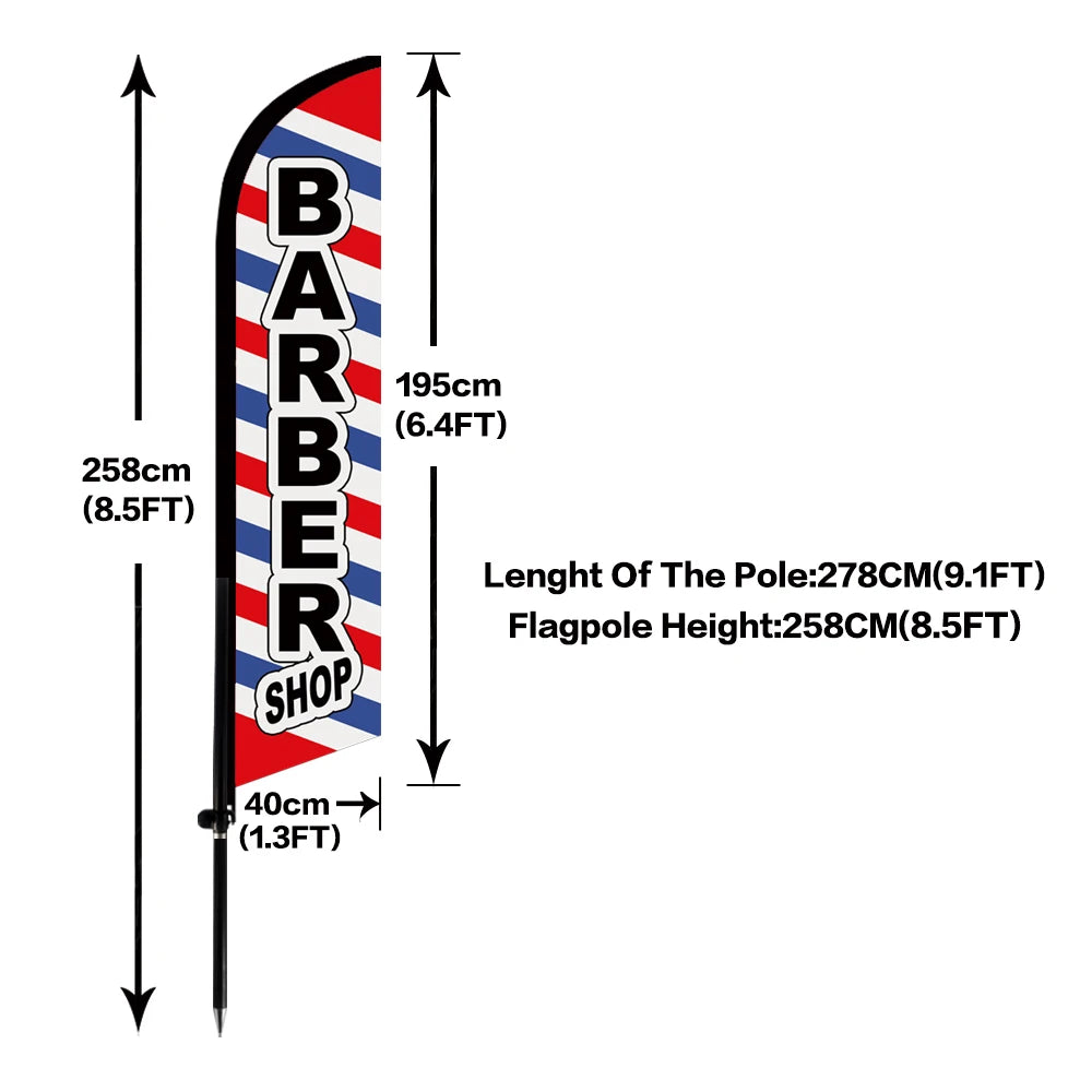 Barber Shop Hair Design Haircut Feather Flag With Flagpole Outdoor Banner Decoration Advertising Sign For Shop And Studio