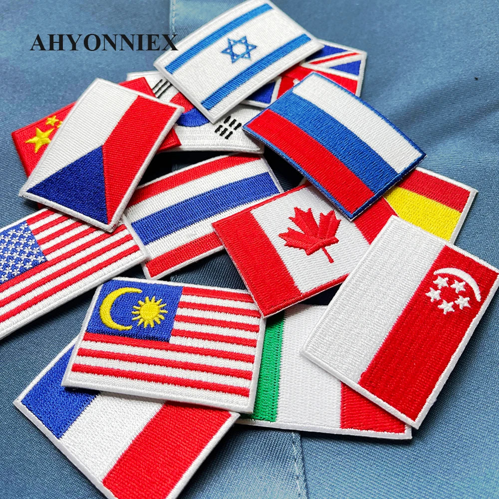 1 United States United Kingdom Italy France Germany Flag Stickers Personality Embroidery Badges Iron On Patch for Clothes DIY